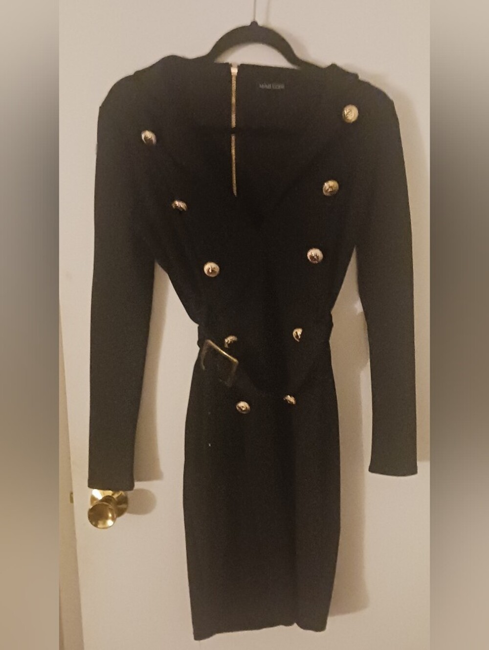 Mind Code Black Military Knit Belted Sweater Dress - Size Small - Picture 2 of 6